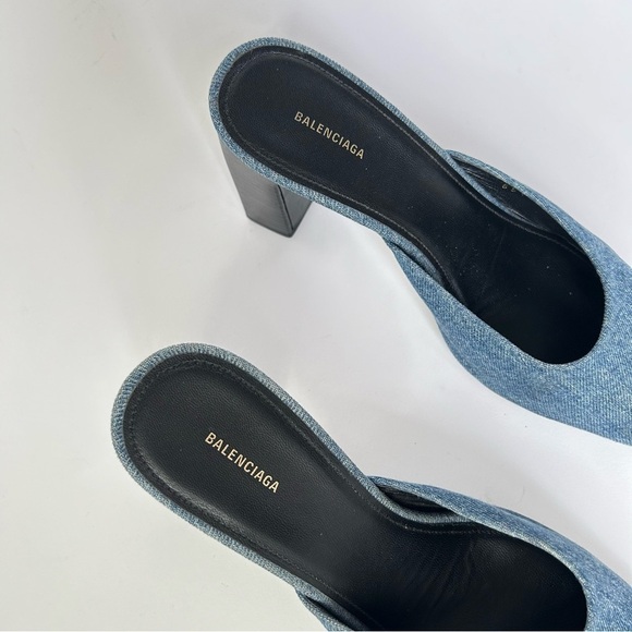 Balenciaga Blue Denim Mules Almond Toe size 37.5 - Picture 6 of 9